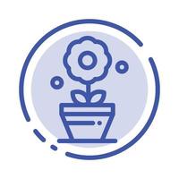 Plant Growth Flower Blue Dotted Line Line Icon vector