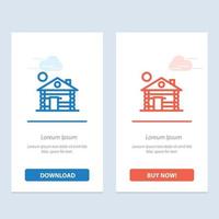 Hotel Building Service Home  Blue and Red Download and Buy Now web Widget Card Template vector