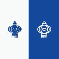 Lantern Light China Chinese Line and Glyph Solid icon Blue banner vector