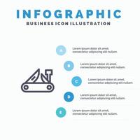 navaja multiherramienta navaja suiza azul infografía plantilla 5 pasos vector línea icono templat