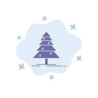 árbol bosque navidad navidad icono azul sobre fondo de nube abstracta vector