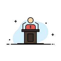 Speaker Person Presentation Professional Public Seminar Speech  Business Flat Line Filled Icon Vecto vector