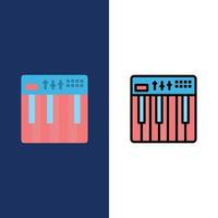 Controller Hardware Keyboard Midi Music  Icons Flat and Line Filled Icon Set Vector Blue Background