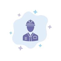 Worker Industry Construction Constructor Labour Labor Blue Icon on Abstract Cloud Background vector