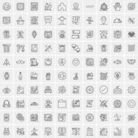 Pack of 100 Universal Line Icons for Mobile and Web vector