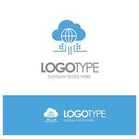 Internet Think Cloud Technology Blue Solid Logo with place for tagline vector