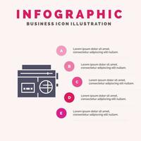 Tape Radio Music Media Infographics Presentation Template 5 Steps Presentation vector