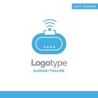 dispositivo seguridad wifi señal azul sólido logotipo plantilla lugar para eslogan vector