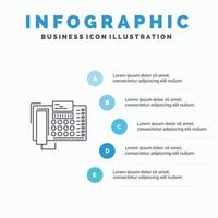 icono de línea de contacto de llamada de oficina de negocios de teléfono con fondo de infografía de presentación de 5 pasos vector