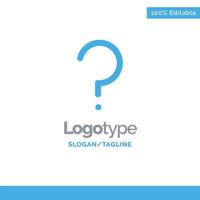 ayuda pregunta signo de interrogación marca azul plantilla de logotipo sólido lugar para el eslogan vector