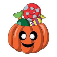 Pumpkin and Candy. Draw illustration in color vector