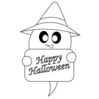 Cute Ghost with poster text in black and white for congratulation vector