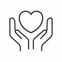 hand and heart outline icon vector