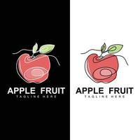 diseño de logotipo de manzana de fruta, vector de fruta roja, con estilo abstracto, ilustración de etiqueta de marca de producto