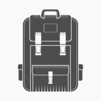 Editable Front View Flat Monochrome Style School Backpack Vector Illustration With Gray Color for Education or Vacation Related Design Project