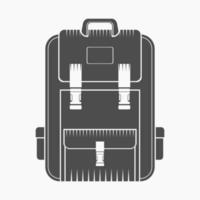 ilustración de vector de mochila escolar de estilo monocromático plano de vista frontal editable con color gris para educación o proyecto de diseño relacionado con vacaciones