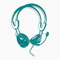 Editable Flat Monochrome Style Earphone Vector Illustration in Teal Color for Audio or Electrical Related Design Project