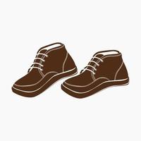 Editable Male Leather Shoes Vector Illustration in Flat Monochrome Style with Brown Color for Fashion Related Design