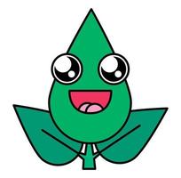 icono de expresión de cara emocionada de hoja verde vector