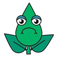 icono de línea delgada de emoji sombrío de hoja de árbol vector