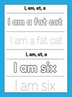 Sight Words Tracing Worksheet vector