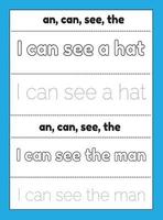 Sight Words Tracing Worksheet vector