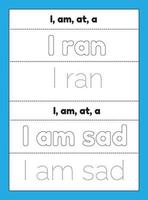 Sight Words Tracing Worksheet vector