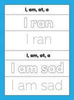 Sight Words Tracing Worksheet vector