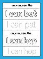 Sight Words Tracing Worksheet vector