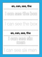 Sight Words Tracing Worksheet vector