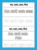 Sight Words Tracing Worksheet vector