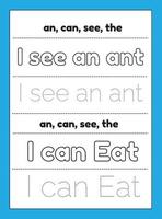 Sight Words Tracing Worksheet vector