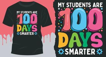 mis estudiantes son 100 días más inteligentes, 100 días de vector de diseño de camisetas escolares para niños