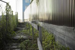 Fence made of steel. Steel fence profile. Private territory. photo