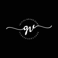 Initial GV handwriting logo template vector