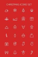 Christmas icons set on red background vector