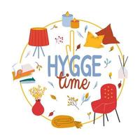 Hygge time vector illustration isolated on white background