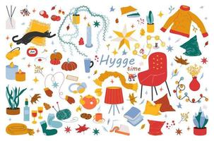 Hygge time autumn and winter collection vector illustration