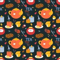 Tea time seamless pattern vector illustration isolated on white