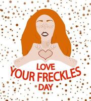 Love your freckles day celebration card vector illustration