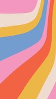 Groovy Retro Style Rainbow Wave Stripes Background. Vector simple vertical illustration for social media in size of phone screen