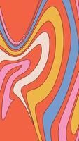 Retro Groovy distorted rainbow background template. 4k vertical screen size. Vector hippie design.