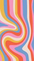 Abstract distorted aesthetic vertical background with striped waves. Trendy vector illustration in style retro 60s, 70s.