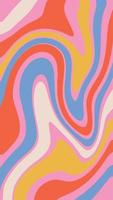 1970s Wavy Swirl vertical background. Hand Drawn marble Vector Illustration. Seventies Style, Groovy backdrop, psychedelic screen Wallpaper. Flat simple Design in Hippie Aesthetic.