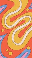 Abstract trippy wave vertical background. Retro backdrop groovy style. Vector contour hand drawn illustration.