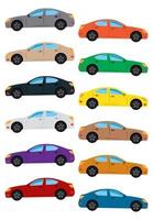 Set of multicolored car. Isolated vector illustration.