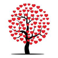 Tree with red hearts. Vector illustration