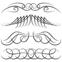 Set of vintage decorative curls, swirls, monograms and calligraphic borders. Line drawing design elements in black color on white background. Vector illustration.