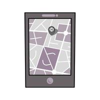 Mobile phone with city map. Vector illustration
