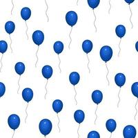 Seamless pattern with blue helium balloons on white background. Vector illustration.